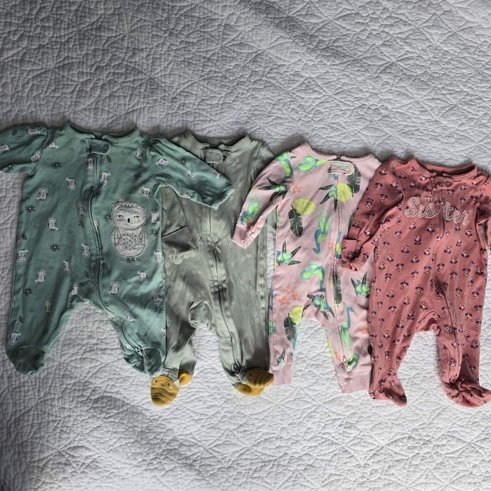 Carter's Baby Girl Pajamas Footed Sleepers 3 Months